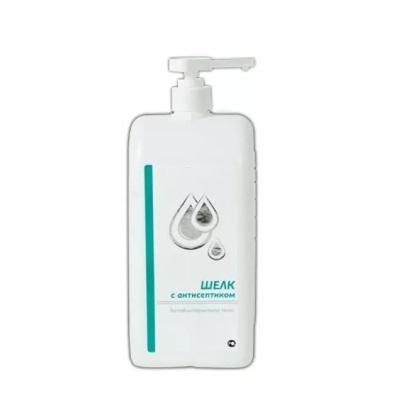 Жидкое мыло для рук «Шелк» с антисептиком, 1 литр с дозатором — фото превью