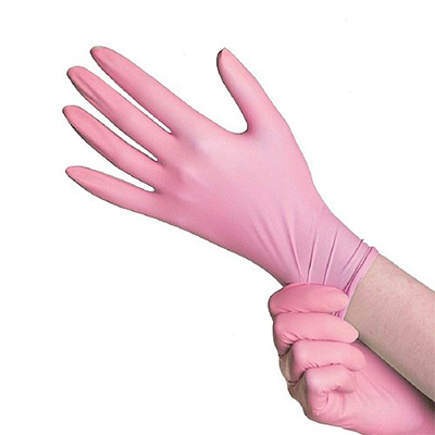 Перчатки нитриловые смотровые неопудренные текстурированные высокоэластичные ARDA, нестерильные, розовые, артикул 1020 — дополнительное фото 1